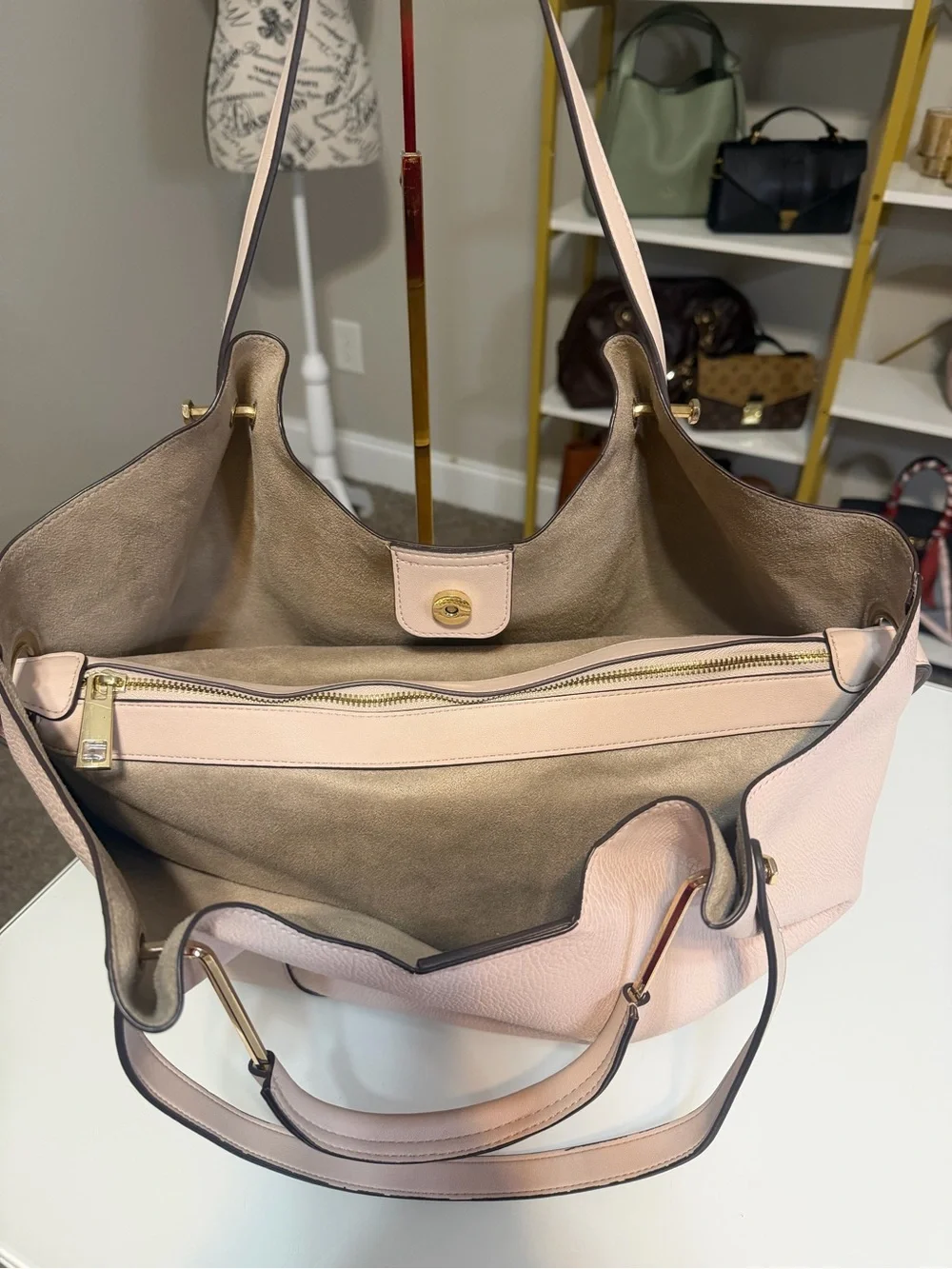 Sondra Roberts Squared Blush Vegan Leather Tote Shoulder & Top Handle Bag - Picture 9 of 16